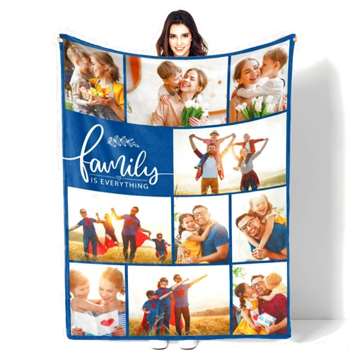 COLORSFORU Custom Blanket with Photos: Made in USA, Personalized Blanket Memorial Gift 10 Photos Collage Customized Blankets, Throw Blanket for Family Lover Birthday Wedding Christmas, Crib