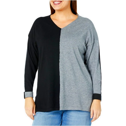 Zim and Zoe Women's Plus Size Sweater Splice It