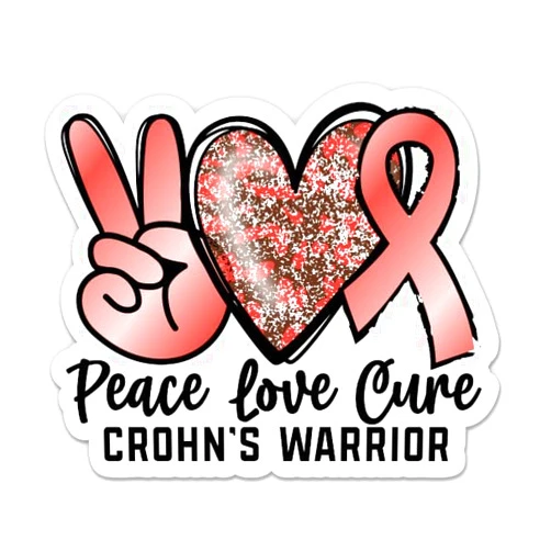 Sticker Mine Peace Love Cure Crohn's Warrior Sticker - 3
