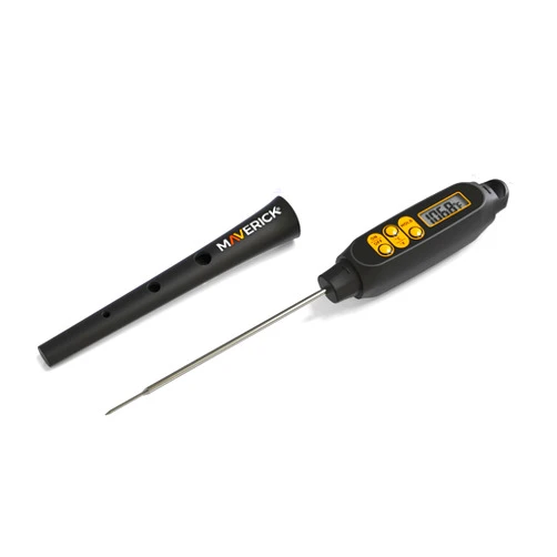 Maverick Digital Instant Read Thermometer, Thin Tip 1.8mm Probe, Fast Accurate Readings, Stainless Steel Long Stem, Sheath-Handle Extension, Hold Function, for Grilling, Frying & Baking
