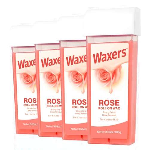Waxers Roll on Wax Refill Rose Roller Waxing Refill at Home Soft Wax Cartridges Depilatory for Coarse & Fine Hair 4 Pack