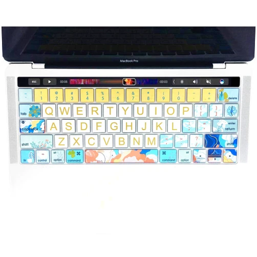 SANFORIN Keyboard Cover for MacBook Pro 13 and 15 Inch with Touch Bar (Model: A2159, A1989, A1990, A1706, A1707), Silicone Skin Protector with Floral & Big Letter Design, Flowers