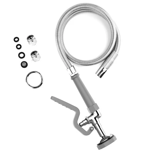 FAUAID Pre Rinse Spray Valve with 45” Stainless-Steel Pre Rinse Hose,1.42 GPM Pre Rinse Sprayer Commercial Sink Sprayer with Ergonomic Handle Commercial Faucet Parts,Fit for Dish Washing Sprayer（Gray）