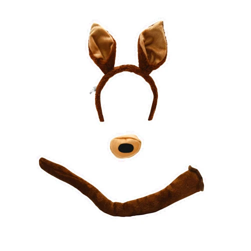 Nicky Bigs Novelties Adult Animal Kangaroo Ears Headband Bendable Tail Halloween Costume Accessory Set Brown