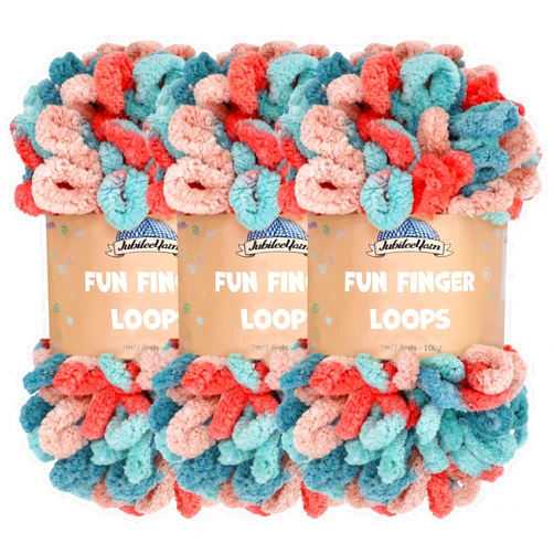 BambooMN JubileeYarn Fun Finger Loops Yarn - 100g/Skein Jumbo Polyester - Hypnos - 3 Skeins