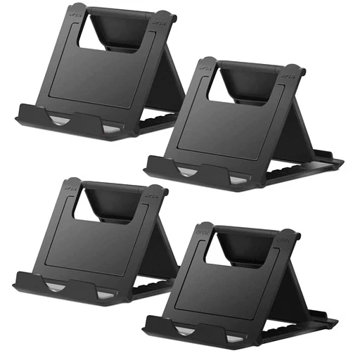 COOLOO Cell Phone Stand 4 Pack, Tablet Stand Multi-Angle, Universal Phone Stand for Desk,Compatible Phone 13 12 Pro Plus All Android Smartphones,(Black)