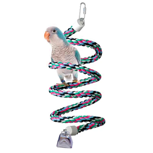 Super Bird Creations - SB324 Medium Bungee Bird Toy - Rope Perch for Ringnecks, Medium Conures, Parrots, Senegals - Colorful Hanging Perch - Enriching Bungee Toy for Medium Birds & in Bird Cages