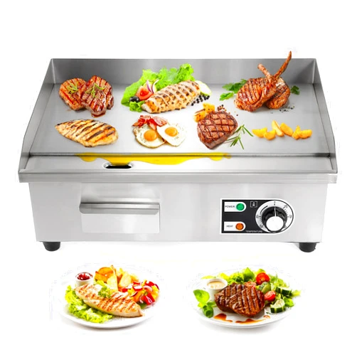 Dyna-Living Commercial Electric Griddle 22'' Flat Top Grill Countertop Griddle 3000W 110V Stainless Steel Teppanyaki Grill Large Griddles for Restaurant Kitchen