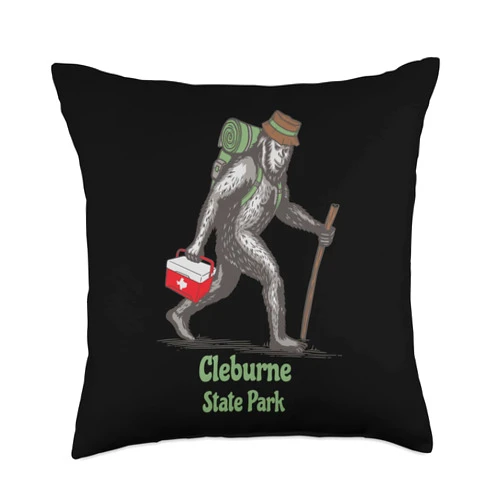 Cleburne State Park TX Bigfoot Souvenirs Bigfoot Sighting at Cleburne State Park Texas Throw Pillow, 18x18, Multicolor