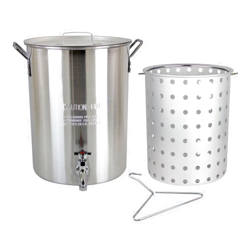 CHARD , Aluminum Stock Pot with Spigot and Perforated Strainer Basket Set, 30 quart