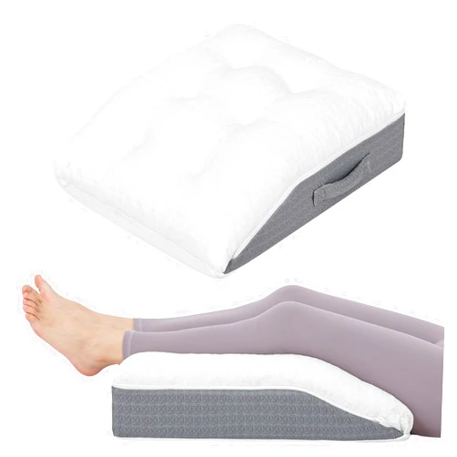 baibu Memory Foam Leg Elevation Pillow, Dual-Layer Patent Design Support Pillow to Raise Feet for Circulation, Leg Wedge Pillow for Sleeping, Knee Pillow for Knee Hip Ankle Pain Relief, 1PC