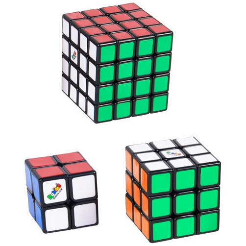 Rubik's Rubik’s, Tiled Trio Bundle 2x2 Mini 3x3 Cube 4x4 Master 3D Puzzle Game Stress Relief Fidget Toy Travel Gift Set, for Adults & Kids Ages 8 and up