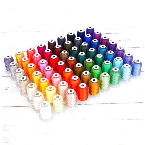 Threadart 63 Colors Polyester Embroidery Machine Thread Set Spool Brother | 500M (550Yd) Spools 40wt | for Brother Babylock Janome Singer Pfaff Husqvarna Bernina Sewing and Embroidery Machines