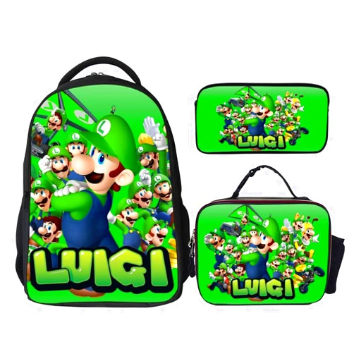 SCGOLD Anime Backpacks Sets, Cartoon Animal Laptop Backpack Daypack 3D Printed Schoolbag 3 piece for Girls Boys Teens Elementary Middle School Bookbag Combo Set with Lunch Box and Pencil Bag