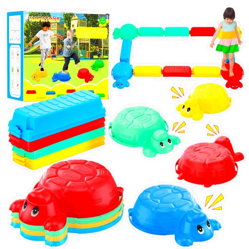 HAPATOYS Balance Beams Stepping Stones For Kids - 12 Piece Turtle Jumping Stepping Stones Balance Beams, Toddler Indoor or Outdoor Play Obstacle Course, Sensory Play for Active Kids Ages 2 3 4 5 6 Year Old