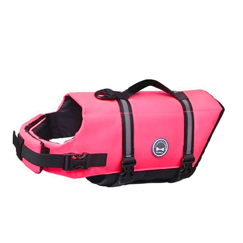 VIVAGLORY Ripstop Dog Life Jacket for Small Medium Large Dogs Boating, Swimming Vest for Dogs with Enhanced Visibility & Buoyancy, Bright Pink