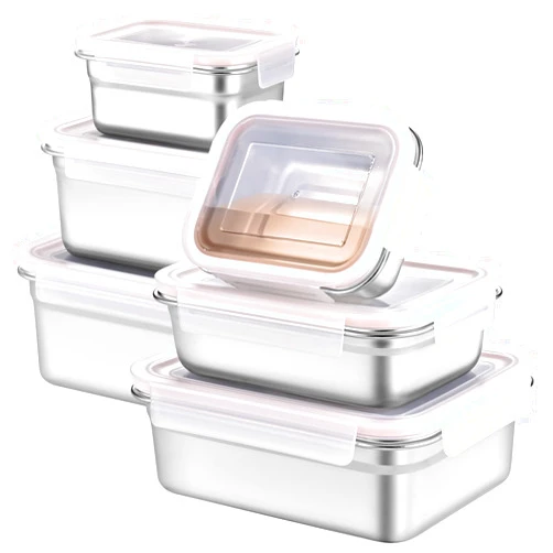 Cykorxicc 6pcs Large Stainless Steel Food Containers with Lids, Leakproof Meal Prep Containers, Airtight Kimchi Containers Reusable, Stackable/Oven/Dishwsher/Freezer Safe