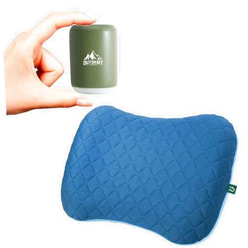 OUTSKIRT Portable Air Pump Bundle with Inflatable Camping Pillow