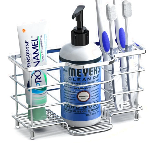 Linkidea Ventilated Toothbrush Holder for Bathroom, Stainless Steel Tooth Brush Stand for Toothbrush, Toothpaste, Razor, Hand Soap, Vanity Countertop 6 Slots Organizer (Chrome)