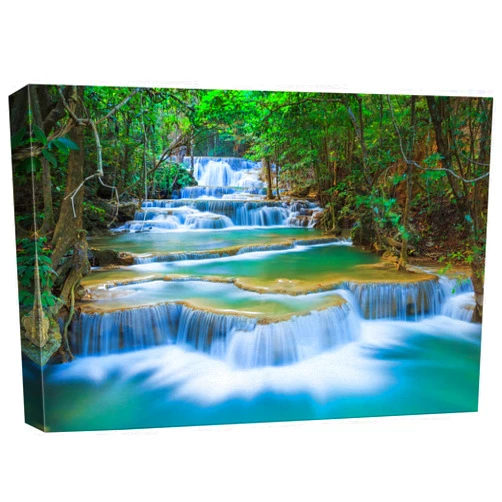 wall26 Canvas Print Wall Art Cascading Forest Waterfall Landscape Nature Wilderness Photography Modern Art Rustic Scenic Colorful Multicolor for Living Room, Bedroom, Office - 16