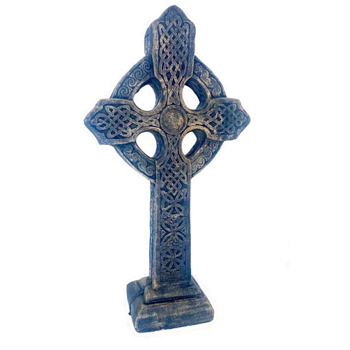 SOLID ROCK STONE WORKS Solid Rock Stoneworks Cross on Base Decorative Stone Statue 16in Tall Autumn Brown Color