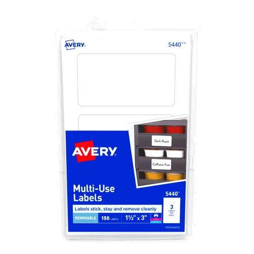 Avery Removable Print or Write Labels, 1.5 x 3 Inches, White, Pack of 150 (5440)
