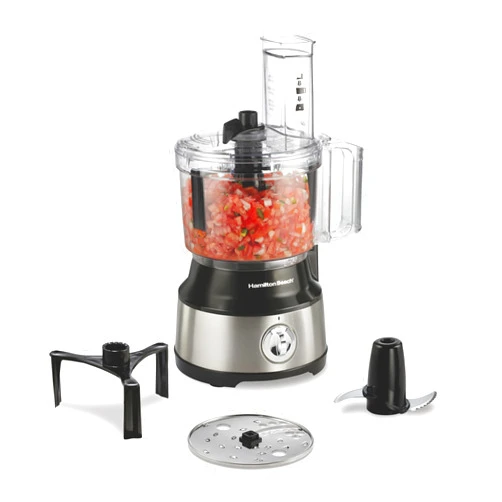 Hamilton Beach Food Processor & Vegetable Chopper for Slicing, Shredding, Mincing, and Puree, 10 Cups + Easy Clean Bowl Scraper, Black and Stainless Steel (70730)