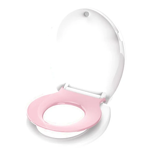Aünsffer Toddler Toilet Seat with Potty Training Seat Round 16.5inch, 2 in 1 Toilet Seat for Family Built-in Baby Seat Removable, Soft Close + Easy Clean, PP Safe Material, Pink