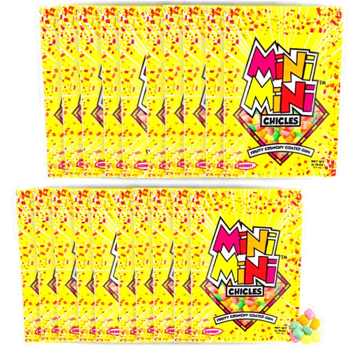 Gerrit's Mini-Mini Chicles - 20 Pack of 0.79oz Packets - Fruit Chiclets Gum Original Flavors - Juicy Fruit Gum Candy