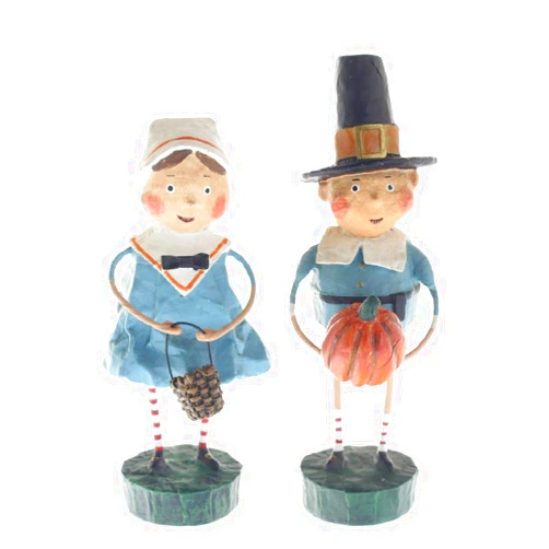 Lori Mitchell Tom and Goodie Pilgrims Set of 2 Figurines 6