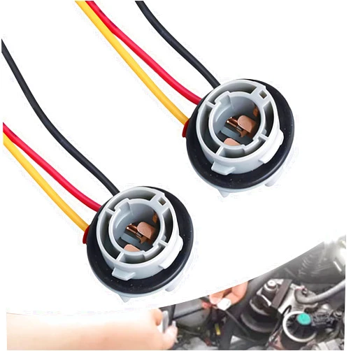 ZBGUN Pack-2 Car 1157 LED Brake Light Socket Connector, BAY15D 180 Degree Tail Light Bulb Socket Holder, Firm Plugging and Unplugging Harness Connector Adapter, Universal for Most Cars (Gray)