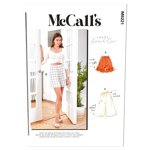 McCall's Misses' Elastic Waist Shorts Sewing Pattern Kit, Code M8221, Sizes XS-S-M, Multicolor