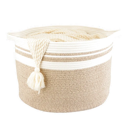 XUANGUO Large Cotton Rope Basket Blankets Basket Living Room 22