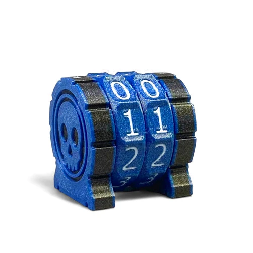 Lixusia Life Counter Health Tracker for Board Games, TTRPGs, and Card Games with Skull Symbol, Compatible with MTG, 2 Blue Wheels with White Numbers
