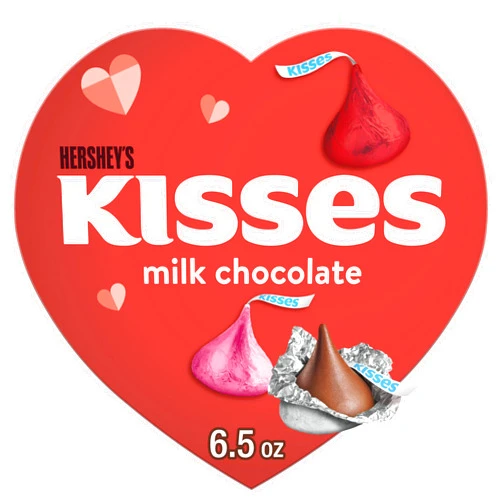 HERSHEY'S KISSES Milk Chocolate, Valentine's Candy Gift Box, 6.5 oz