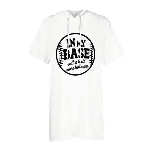 TUNUSKAT In My Base Sweatshirts For Women Drawstring Casual Loose Long Hoodies Round Neck Short Sleeve Summer Pullover Tops