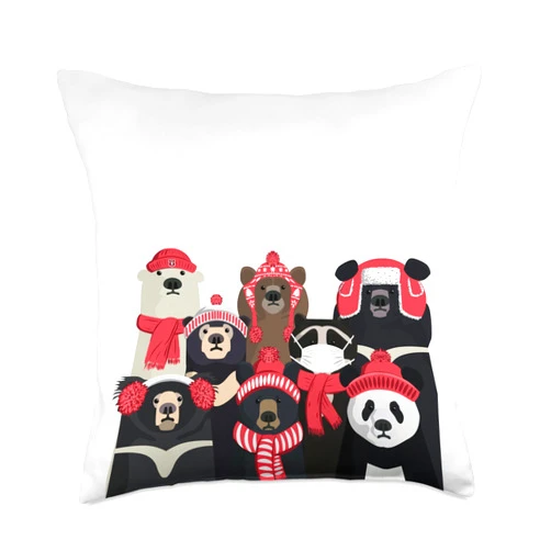 Zolin studio Bear Family Portrait: Winter Edition Throw Pillow, 18x18, Multicolor