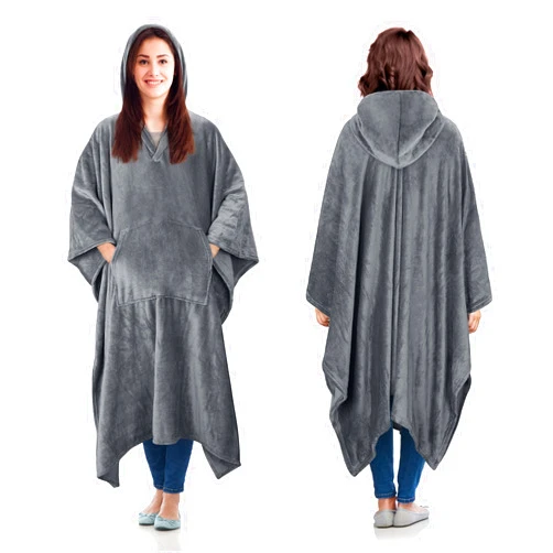 Catalonia Hooded Wearable Blanket Poncho for Adult Women Men, Fleece Wrap Blanket Cape with Hood | Warm, Soft, Cozy, Snuggly | Comfort Gift, No Sleeves