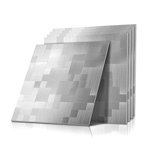 YOOKER Peel and Stick Aluminum Surface Brushed Backsplash Tile Stick for Kitchen & Bathroom and Stove (5 Sheets, Silver)