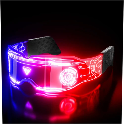 NIUCOO Cool Cyberpunk LED Rave Glasses: Futuristic Light-Up Visor Goggles and Space Sunglasses, Perfect for Space Costume
