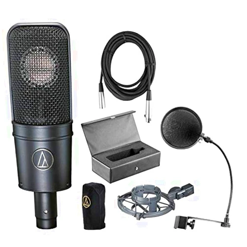 Audio-Technica AT4040 Cardioid Condenser Microphone Bundle with Pop Filter, XLR Cable, Shockmount, case and cover