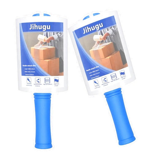 Jihugu 2 Pack Stretch Wrap Film with Winding Handle, 80 Gauge Shrink Wrap roll, 5
