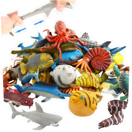 ValeforToy Ocean Sea Animal,18 Pack Rubber Bath Toy Set,Food Grade Material TPR Super Stretchy, Some Kinds Can Change Colour,ValeforToy Squishy Floating Bathtub Toy Figure Party,Realistic Shark Octopus Fish