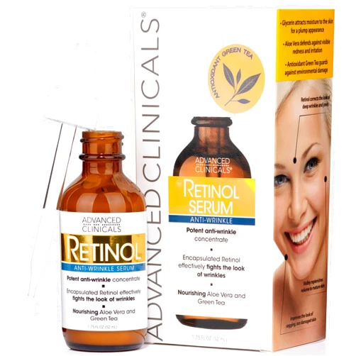 Advanced Clinicals Retinol Facial Serum Moisturizer Skin Care For Face, Anti Aging Retinol Concentrate Reduces Appearance Of Wrinkles & Fine Lines W/Nourishing Aloe Vera & Green Tea, 1.75 Fl Oz