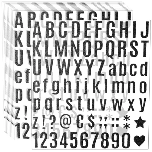 Waynoda 790 Pieces 10 Sheets Black Letter Stickers,Alphabet Number Stickers,Self Adhesive Letters Numbers Kit for Gift Decals,Home,Craft,Mailbox,Signs(1 Inch)