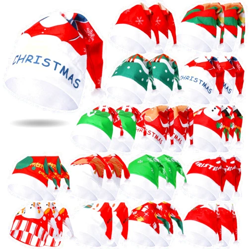 Suhine 32 Pcs Christmas Hat Santa Hats Bulk for Adults Elk Snowflake Snowman Xmas Holiday Hat Christmas Costume Favors Decorations Party Supplies, 17.32 x 12.2 Inch