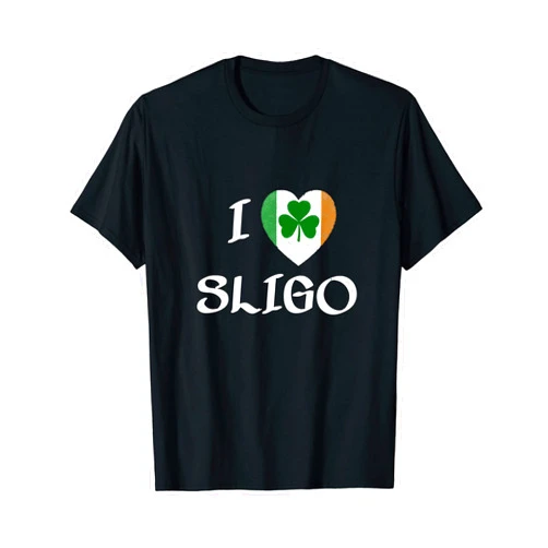 Irish Towns Cities Counties Home Town Nostalgia I Love Sligo Ireland Eire Flag Heart Shamrock Irish T-Shirt