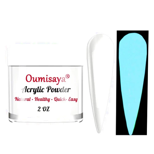 Oumisaya Glow in the dark Clear Acrylic Nail Powder 2OZ Semi-Transparent Top Coat Powder for nail arts (AP057)