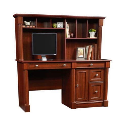 Sauder Palladia Computer Desk with Hutch, Large Storage and File Drawer, Home Office Desk - Select Cherry Finish