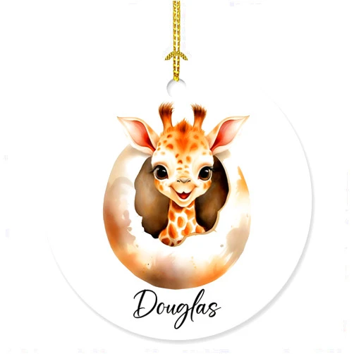 Ciciron Personalized Giraffe Ornament for Girls Boys Animals Lovers Owners, Baby Giraffe Christmas Ornament 2024, Custom Name Giraffes Lover Ornament Gifts, Cute Giraffe Ornaments Xmas Tree